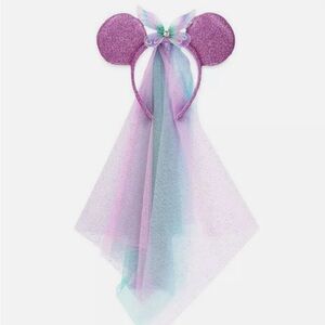 Sparkly Purple Mouse Ears Headband with Veil